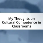 My Thoughts on Cultural Competence in Classrooms