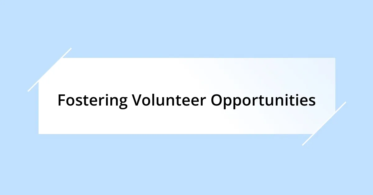 Fostering Volunteer Opportunities